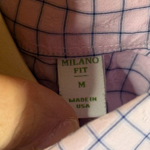 Brooks Brothers Shirt Mens Medium Pink Check Milano Fit Button Down Thomas Mason - Picture 6 of 13